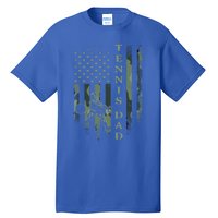 Vintage Usa American Camo Flag Proud Tennis Dad Silhouette Funny Gift Tall T-Shirt