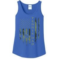 Vintage Usa American Camo Flag Proud Tennis Dad Silhouette Funny Gift Ladies Essential Tank