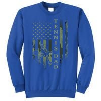 Vintage Usa American Camo Flag Proud Tennis Dad Silhouette Funny Gift Tall Sweatshirt