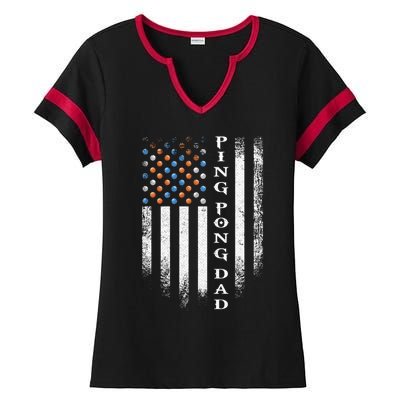 Vintage Usa American Flag Ping Pong Table Tennis Dad Funny Funny Gift Ladies Halftime Notch Neck Tee