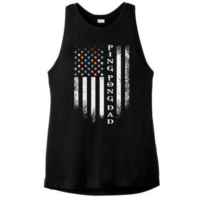 Vintage Usa American Flag Ping Pong Table Tennis Dad Funny Funny Gift Ladies PosiCharge Tri-Blend Wicking Tank