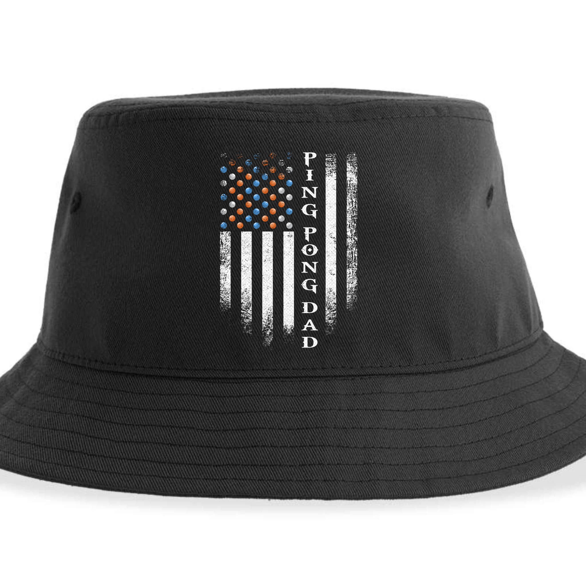 Vintage Usa American Flag Ping Pong Table Tennis Dad Funny Funny Gift Sustainable Bucket Hat