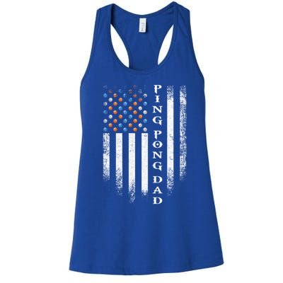 Vintage Usa American Flag Ping Pong Table Tennis Dad Funny Funny Gift Women's Racerback Tank