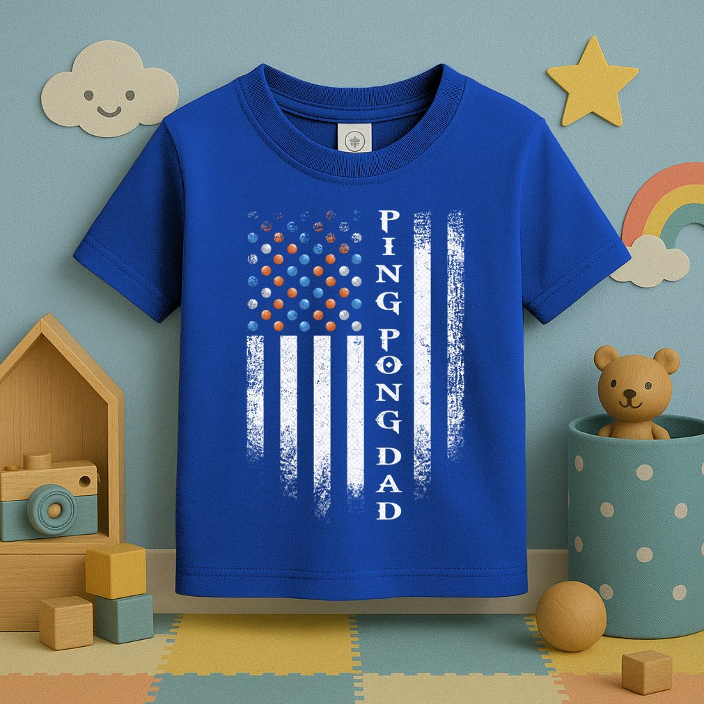 Vintage Usa American Flag Ping Pong Table Tennis Dad Funny Funny Gift Toddler T-Shirt