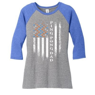 Vintage Usa American Flag Ping Pong Table Tennis Dad Funny Funny Gift Women's Tri-Blend 3/4-Sleeve Raglan Shirt