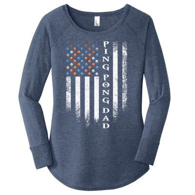 Vintage Usa American Flag Ping Pong Table Tennis Dad Funny Funny Gift Women's Perfect Tri Tunic Long Sleeve Shirt