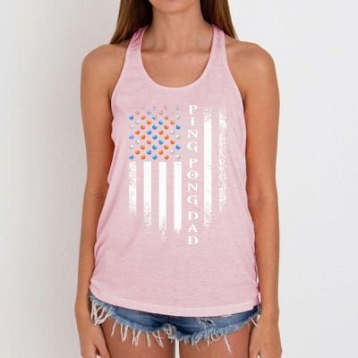 Vintage Usa American Flag Ping Pong Table Tennis Dad Funny Funny Gift Women's Knotted Racerback Tank