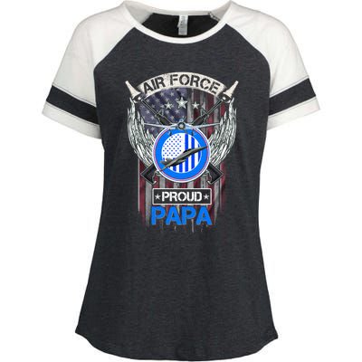 Vintage Usa American Flag Us Air Force Proud Veteran Papa Gift Enza Ladies Jersey Colorblock Tee