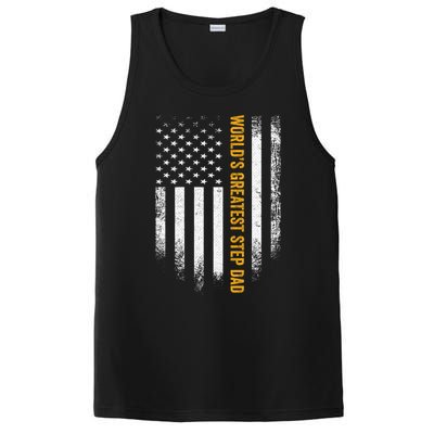 Vintage Usa American Flag Worlds Greatest Step Dad Funny Gift PosiCharge Competitor Tank