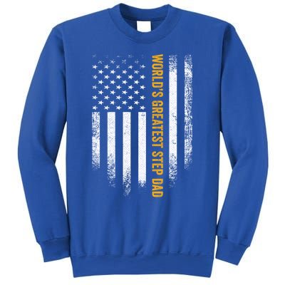 Vintage Usa American Flag Worlds Greatest Step Dad Funny Gift Sweatshirt