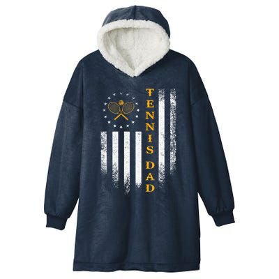 Vintage Usa American Flag Proud Tennis Player Dad Silhouette Gift Hooded Wearable Blanket