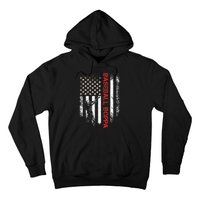 Vintage USA American Flag Proud Baseball Boppa Silhouette Hoodie