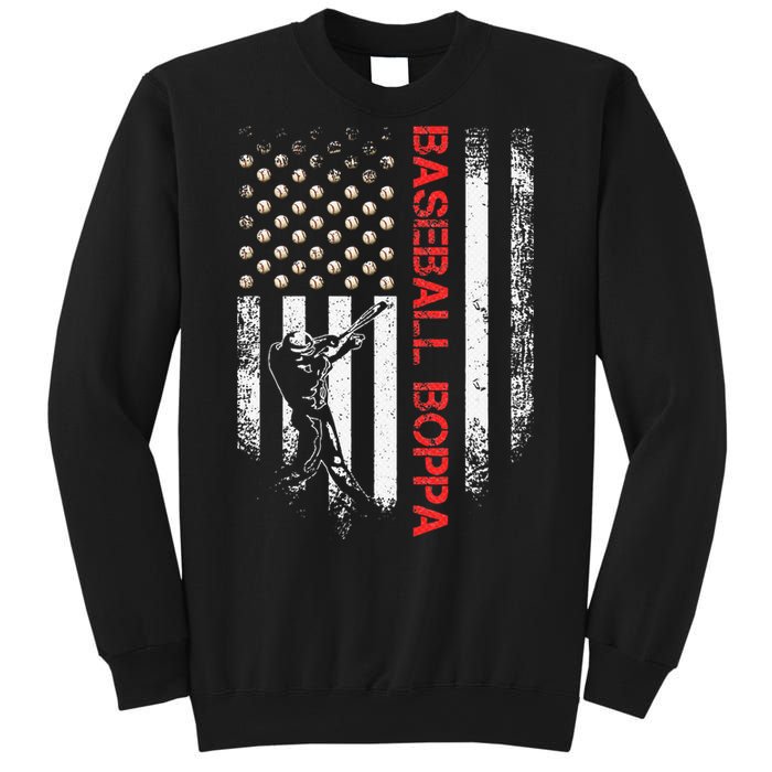 Vintage USA American Flag Proud Baseball Boppa Silhouette Sweatshirt