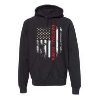 Vintage USA American Flag Proud Baseball Boppa Silhouette Premium Hoodie