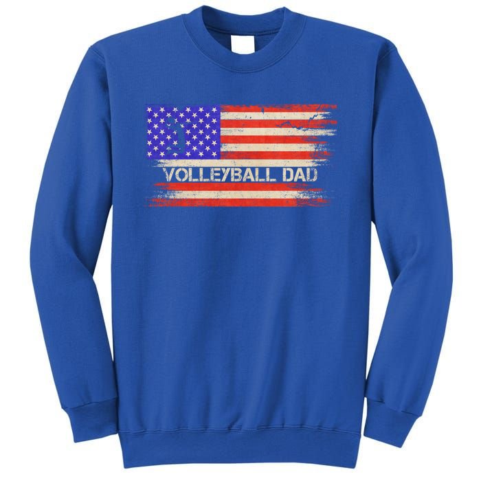 Vintage Usa American Flag Proud Volleyball Dad Silhouette Gift Sweatshirt