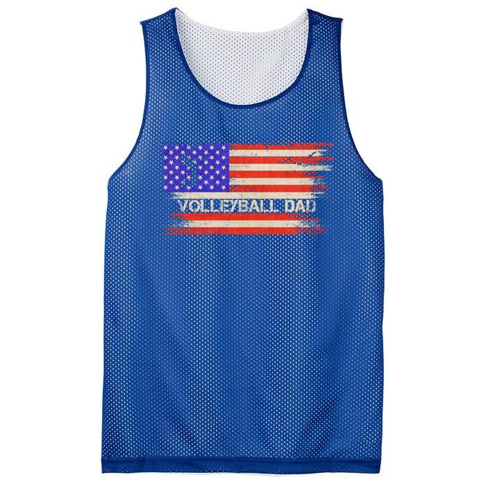 Vintage Usa American Flag Proud Volleyball Dad Silhouette Gift Mesh Reversible Basketball Jersey Tank