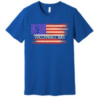 Vintage Usa American Flag Proud Volleyball Dad Silhouette Gift Premium T-Shirt