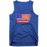 Vintage Usa American Flag Proud Volleyball Dad Silhouette Gift Tank Top