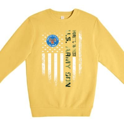 Vintage Usa American Flag Worlds Okayest Army Veteran Son Cute Gift Premium Crewneck Sweatshirt