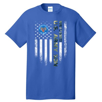 Vintage Usa American Flag Worlds Okayest Army Veteran Son Cute Gift Tall T-Shirt