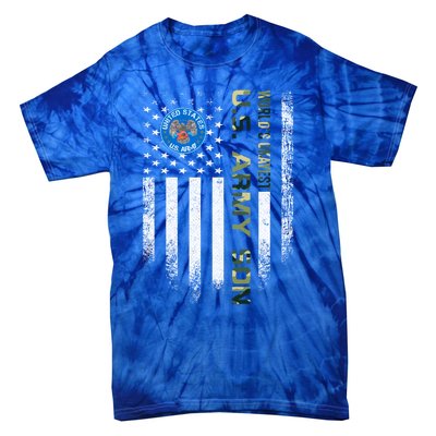 Vintage Usa American Flag Worlds Okayest Army Veteran Son Cute Gift Tie-Dye T-Shirt