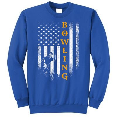 Vintage Usa American Flag Bowling Player Silhouette Funny Cool Gift Sweatshirt