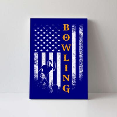 Vintage Usa American Flag Bowling Player Silhouette Funny Cool Gift Canvas