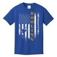 Vintage Usa American Flag Bowling Player Silhouette Funny Cool Gift Kids T-Shirt