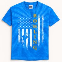 Vintage Usa American Flag Bowling Player Silhouette Funny Cool Gift Kids Tie-Dye T-Shirt