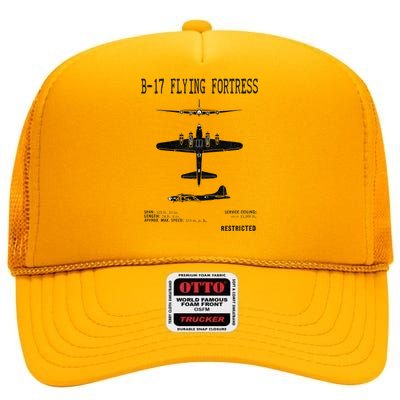 Vintage Usa Bgift17 Bomber Ww2 Warplane Bgift17 Flying Fortress Cool Gift High Crown Mesh Back Trucker Hat