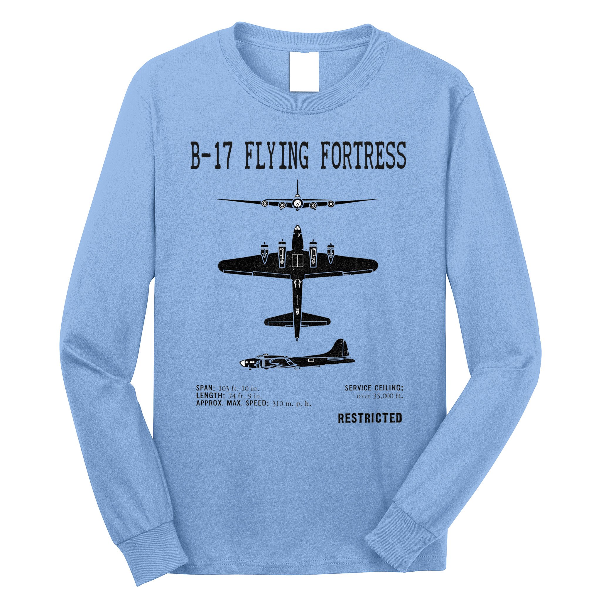 Vintage Usa Bgift17 Bomber Ww2 Warplane Bgift17 Flying Fortress Cool Gift Long Sleeve Shirt
