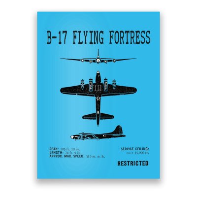 Vintage Usa Bgift17 Bomber Ww2 Warplane Bgift17 Flying Fortress Cool Gift Poster
