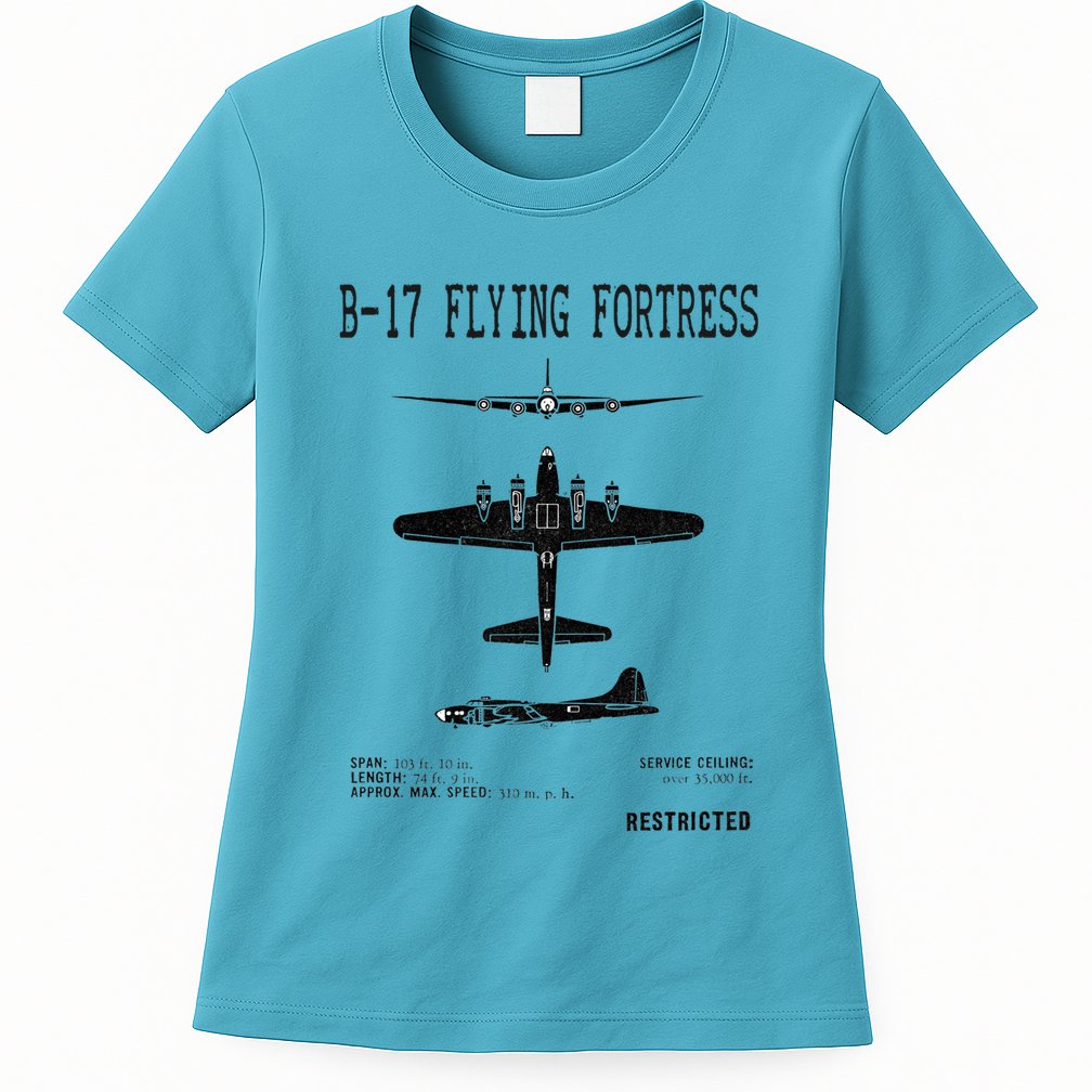Vintage Usa Bgift17 Bomber Ww2 Warplane Bgift17 Flying Fortress Cool Gift Womens T-Shirt