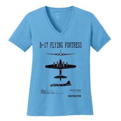 Vintage Usa Bgift17 Bomber Ww2 Warplane Bgift17 Flying Fortress Cool Gift Women's V-Neck T-Shirt