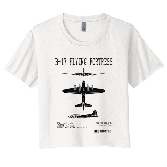 Vintage Usa Bgift17 Bomber Ww2 Warplane Bgift17 Flying Fortress Cool Gift Crop Top