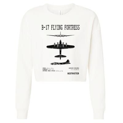 Vintage Usa Bgift17 Bomber Ww2 Warplane Bgift17 Flying Fortress Cool Gift Cropped Pullover Crew