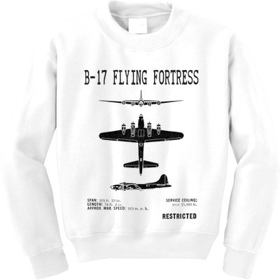Vintage Usa Bgift17 Bomber Ww2 Warplane Bgift17 Flying Fortress Cool Gift Kids Sweatshirt