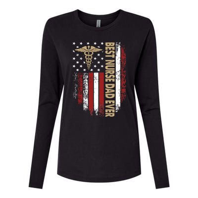 Vintage Usa Best Nurse Dad Ever American Flag Fath Womens Cotton Relaxed Long Sleeve T-Shirt