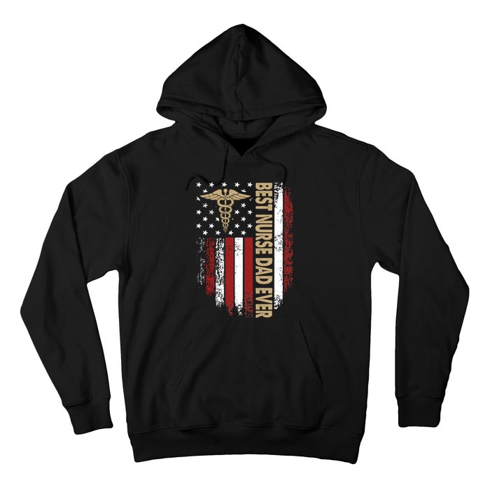 Vintage Usa Best Nurse Dad Ever American Flag Fath Hoodie