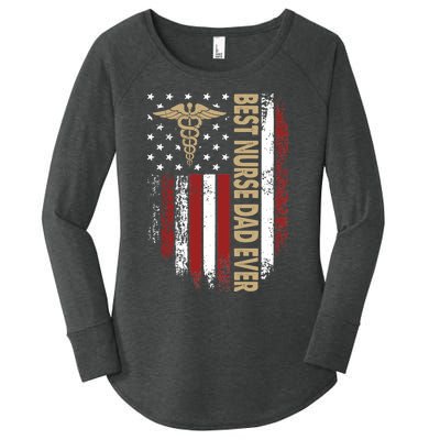 Vintage Usa Best Nurse Dad Ever American Flag Fath Women's Perfect Tri Tunic Long Sleeve Shirt