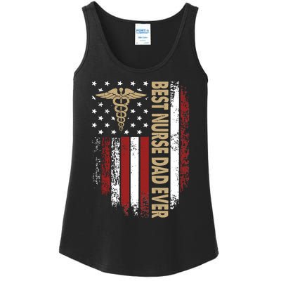 Vintage Usa Best Nurse Dad Ever American Flag Fath Ladies Essential Tank