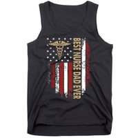 Vintage Usa Best Nurse Dad Ever American Flag Fath Tank Top