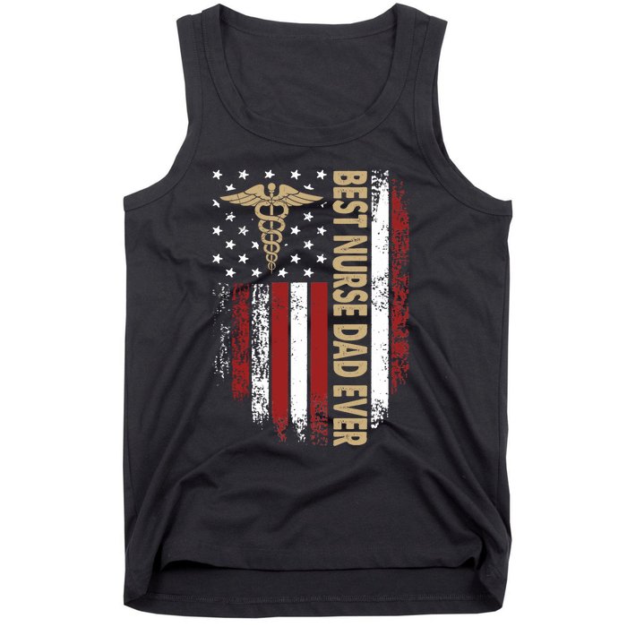 Vintage Usa Best Nurse Dad Ever American Flag Fath Tank Top