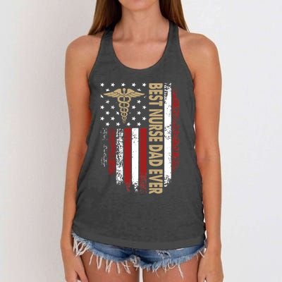 Vintage Usa Best Nurse Dad Ever American Flag Fath Women's Knotted Racerback Tank