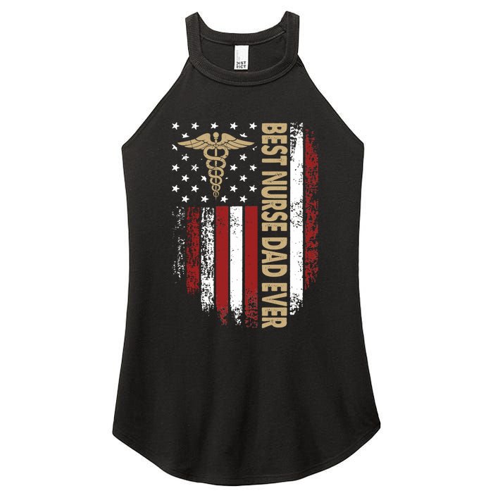 Vintage Usa Best Nurse Dad Ever American Flag Fath Women's Perfect Tri Rocker Tank