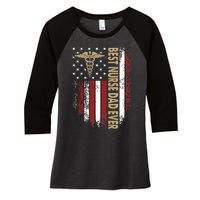 Vintage Usa Best Nurse Dad Ever American Flag Fath Women's Tri-Blend 3/4-Sleeve Raglan Shirt