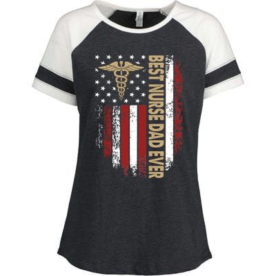 Vintage Usa Best Nurse Dad Ever American Flag Fath Enza Ladies Jersey Colorblock Tee