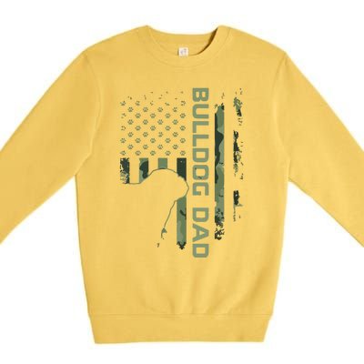 Vintage USA Camo Flag Proud English Bulldog Dad Silhouette Premium Crewneck Sweatshirt