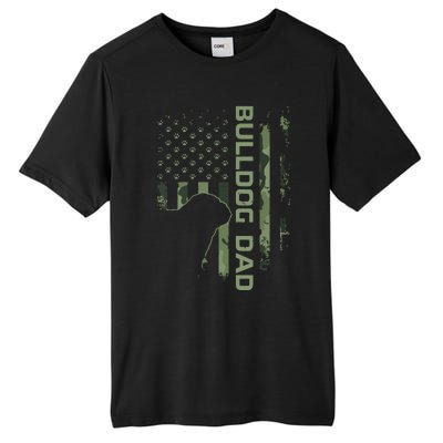 Vintage USA Camo Flag Proud English Bulldog Dad Silhouette Tall Fusion ChromaSoft Performance T-Shirt