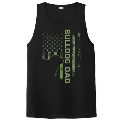 Vintage USA Camo Flag Proud English Bulldog Dad Silhouette PosiCharge Competitor Tank